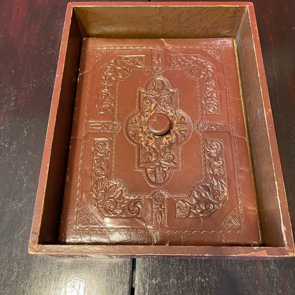 Antique 19th century embossed leather desk box